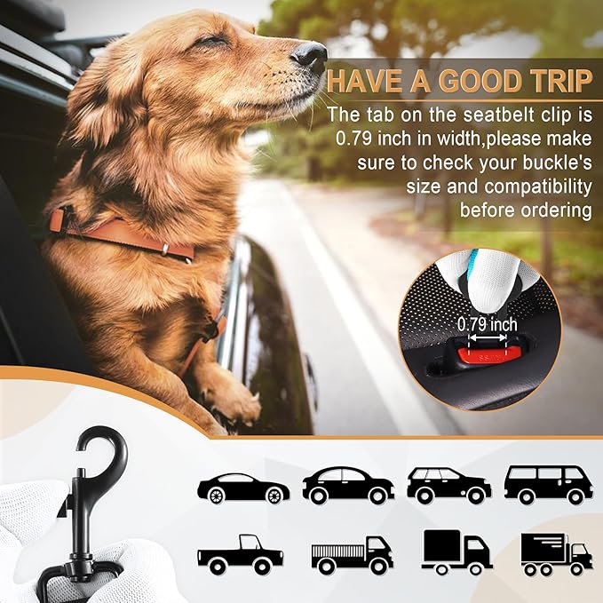 LivTee Dog Seat Belt for Car, Retractable Pet Safety Harness, Adjustable Nylon Dog Seatbelt Leash, Comfortable Dog Accessories for Vehicles (Teal-1PCS)