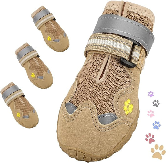 Dog Shoes for Large Medium Small Dog, Mesh Breathable Dog Shoes for Hot Pavement, Anti-Slip Dogs Boots Paw Protectors with Reflective for Outdoor Walking Indoor Hardfloors (Size 2)
