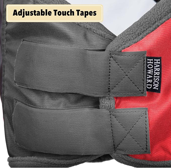 Harrison Howard Pro Luminous Horse Fly Mask Standard with Ears UV Protection for Horse Scarlet Red/Black XL Extra Full Size