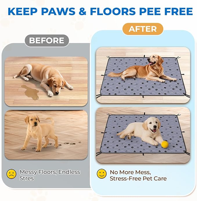 Fostanfly Washable Pee Pads for Dogs, 72"x72"-2 Pack Extra Large Reusable Potty Pads for Floor, Non-Slip Waterproof Pet Playpen Mat for Puppy/Senior Dog Whelping Incontinence