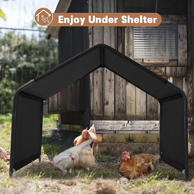 Dog Shade Shelter Outdoor 4'x4'x3' Tent for Large Medium Dogs, Outside Sun Rain Canopy Pet House for Cats Pigs Livestock with Waterproof Roof Ground Nails,Black