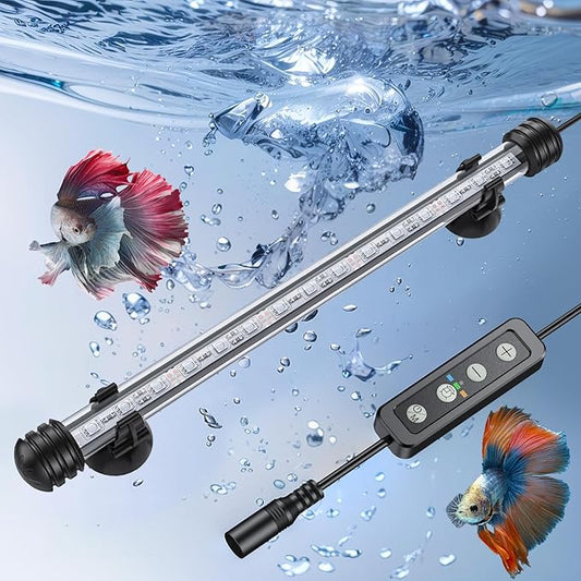 Pawfly 3 W Aquarium LED Light 11 Inch Underwater Fish Tank Light with Timer Auto On/Off Fish Tank Background Light with 8 Lighting Modes Submersible Multi-Colored Tube Light for Decoration