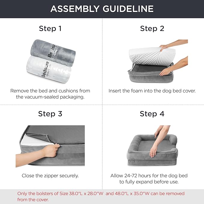 Bedsure Orthopedic Dog Beds Large Sized Dog - Washable Large Dog Cat Bed Waterproof, Comfort Dogs Couch Sofa with Washable Removable Cover, Pet Bed with Nonskid Bottom, Moss Green, 35"