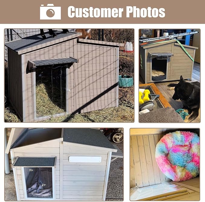 43" L Outdoor Extra Large Dog House with Removable Floor, Raised Feet, Anti-Chewing Iron Frame – Wooden Kennel with Asphalt Roof, Window for Indoor/Outdoor Use, Ideal for Medium to Large Dogs