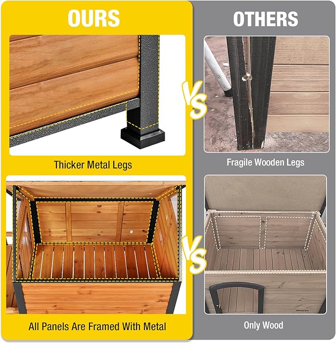 AIVITUVIN Outdoor Dog House with Anti-Chewing Durable Metal Frame Dog Kennel for Large Breed Dog Shelter Weatherproof (Brown 50.9" D x 37.4" W x 37.2" H