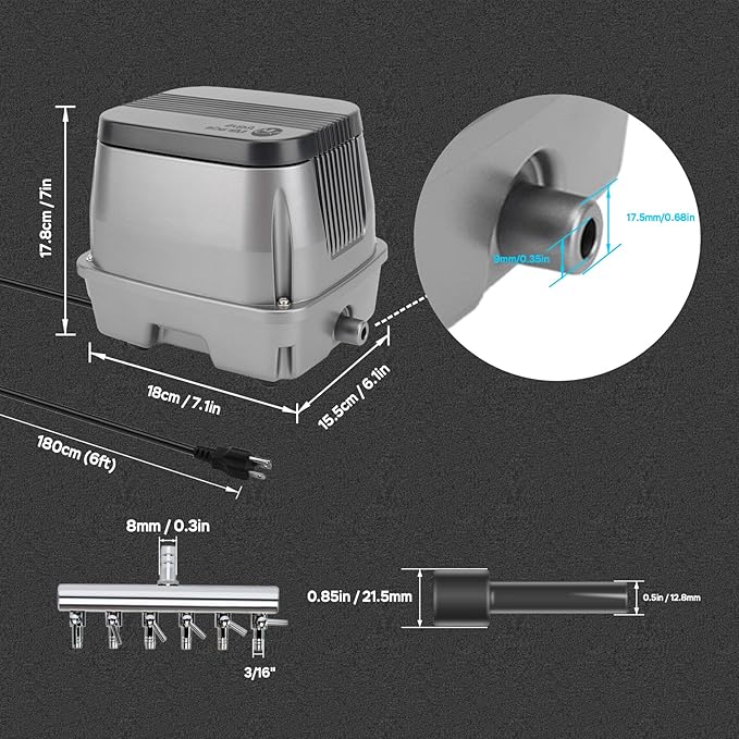 AquaMiracle Linear Air Pump, 635/950/1600/4000GPH Pond Bubbler Septic Air Pump, Energy-Efficient Pond Aerator for Outdoor Ponds, Aquariums, Hydroponics, Waste Treatment