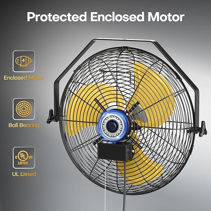 18 Inch Industrial Wall Fan with 2 Pack, 4800 CFM Metal Wall Mount Fans with Poweful Motor, 3 Speed, Fan Indoor for Covered Patio, Greenhouse, Gazebo, and Garage, UL Listed