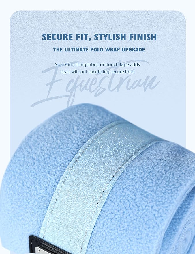 Harrison Howard Horse Polo Wraps Upgrade with Bling Leg Wraps for Horses 4-Pack Fleece Leg Wraps Stable Supplies Ice Blue L