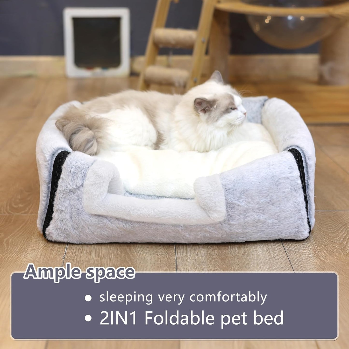 cat Bed cave-cat beds for Indoor Cats,Soft and Comfortable,Cute cat House,with Removable Washable Cushioned Pillow,Enclosed cat Bed,Kitty pet hut、Hideaway,Small Dog Tent, (Gray/Pink)