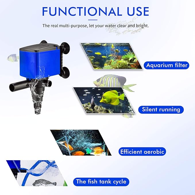Water Pump 660 GPH Submersible Internal Aquarium Powerhead Water Pump Ultra Quiet for Aquarium,Fish Tank