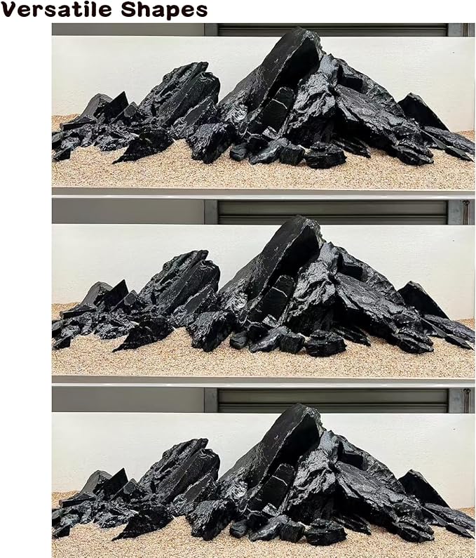 Unocho Fish Tanks Stone 20LB Natural Black Slate Rocks for Aquariums Decorative Aquascaping Stone for Reptile Terrariums, Bonsai Gardens & Outdoor 3-9inches(8PCS)