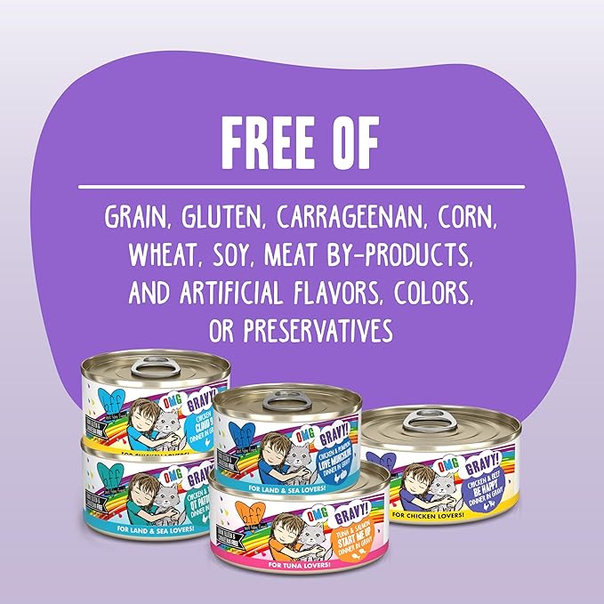 Weruva B.F.F. OMG - Best Feline Friend Oh My Gravy!, QT Patootie! with Chicken & Turkey in Gravy Cat Food, 5.5oz Can (Pack of 8)