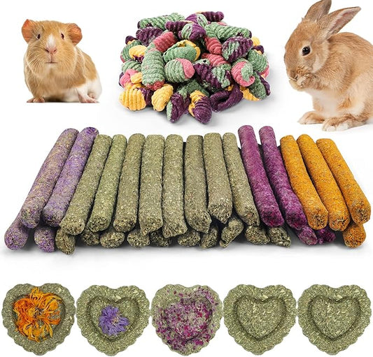 VESPRO Rabbit Toys for Bunnies Rabbit Chew Toys for Teeth Bunny for Rabbits Guinea Pig Chew Treats Toys,Timothy Hay Sticks for Chinchillas Hamsters Bunny Guinea Pig Rats and Animals Teeth Care
