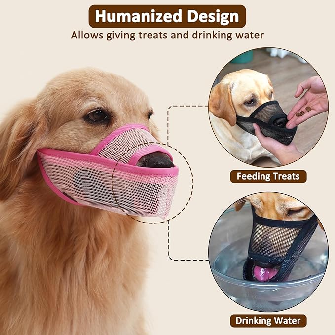Crazy Felix Nylon Dog Muzzle for Small Medium Large Dogs Dachshund Beagle Poodle Labrador, Air Mesh Breathable and Drinkable Pet Mouth Guard for Anti-Biting Chewing Scavenging