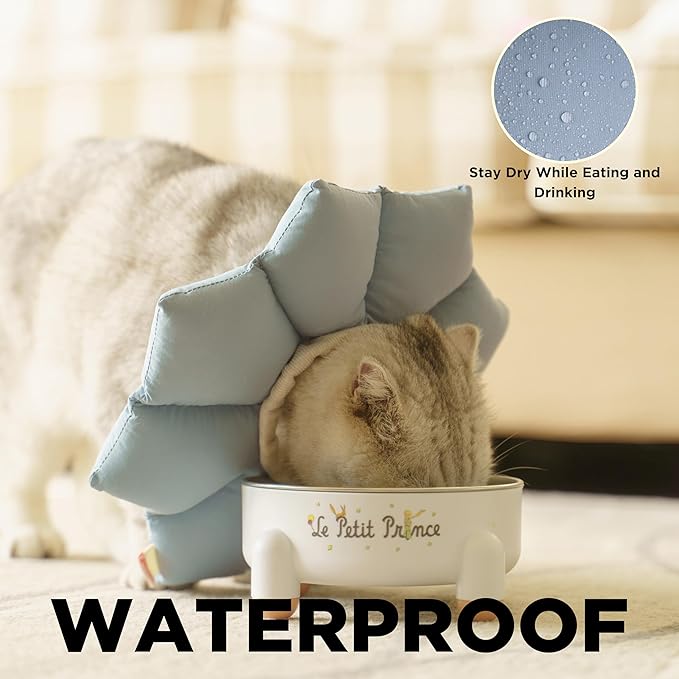 Puffy Crew Soft Cat Cone Collar, Adjustable Waterproof Recovery Collar, Lightweight Elizabethan e Collar for Cats of All Breeds (Blue, Large, Neck Circumference 7.8'' - 12.5'')