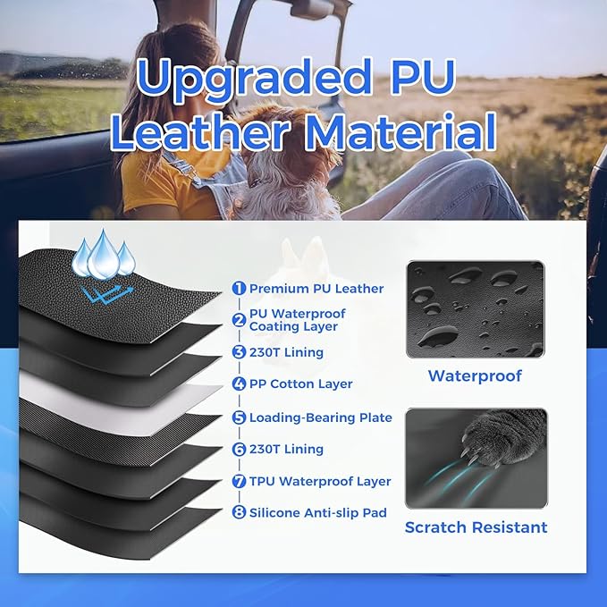 Back Seat Extender for Dogs,Hard Bottom Car Seat Cover,100% Waterproof 600D Heavy Durable Scratchproof Leather Car Dog Cover Back Seat,Non Slip Easy Clean Car Seat Protector,with Storage Bag