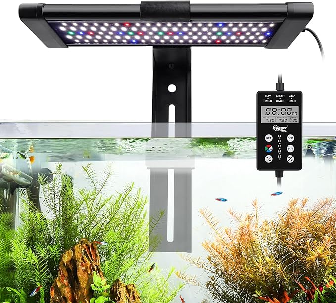 hygger Clip On Custom LED Aquarium Light,Daylight-Moonlight & 24/7 Mode, Adjustable Brightness 8 Colors Full Spectrum Fish Tank Light for 12-17 Inches Freshwater Planted Tank Auto On Off Ramp Up Down