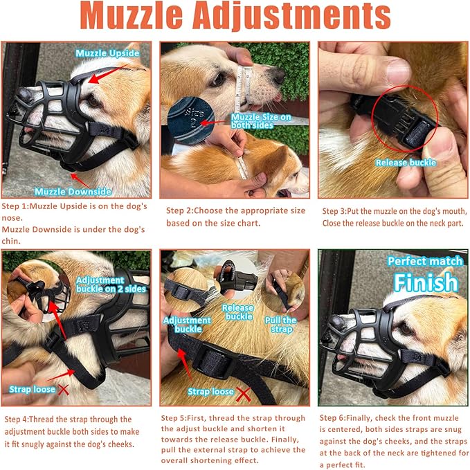 Dog Muzzle – Lightweight Breathable Basket Muzzle, Anti-Biting & Chewing, Adjustable Fit for Small, Medium & Large Dogs(Size 3)