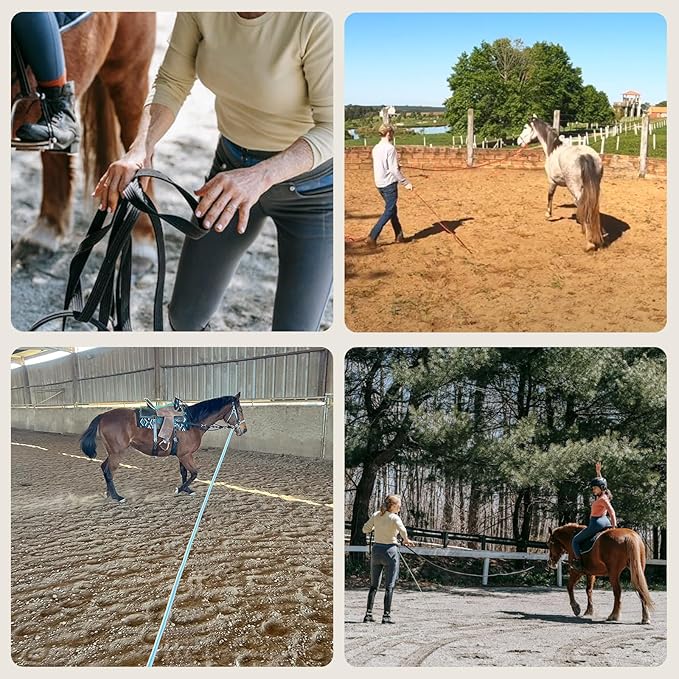 Lunge Line Polyester Cotton Lunge Line 25 Ft with EVA Stop Equine Lunge Line for Horses with Swivel Bolt Snap