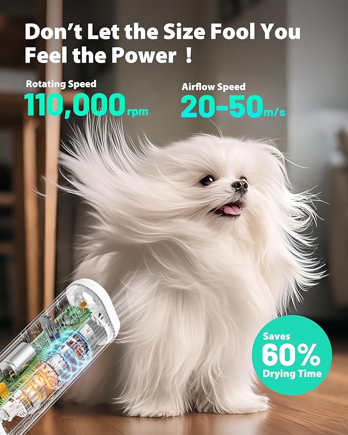 L&W BROS. Hands-Free Dog Dryer – Powerful & Professional Pet Blow Dryer for Small & Medium Dogs & Cats, Adjustable Airflow, Easy Storage, Negative Ion Technology (Gray)