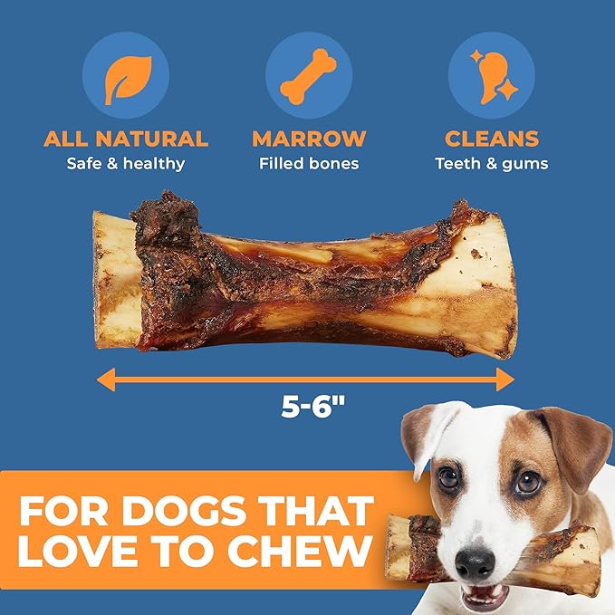 Beef Bone Marrow Dog Treats - Long Lasting Dog Bones for Aggressive Chewers - All-Natural Marrows Treats for Dogs - High-Protein Marrow Bones for Dogs Small, Medium, Large & Extra Large