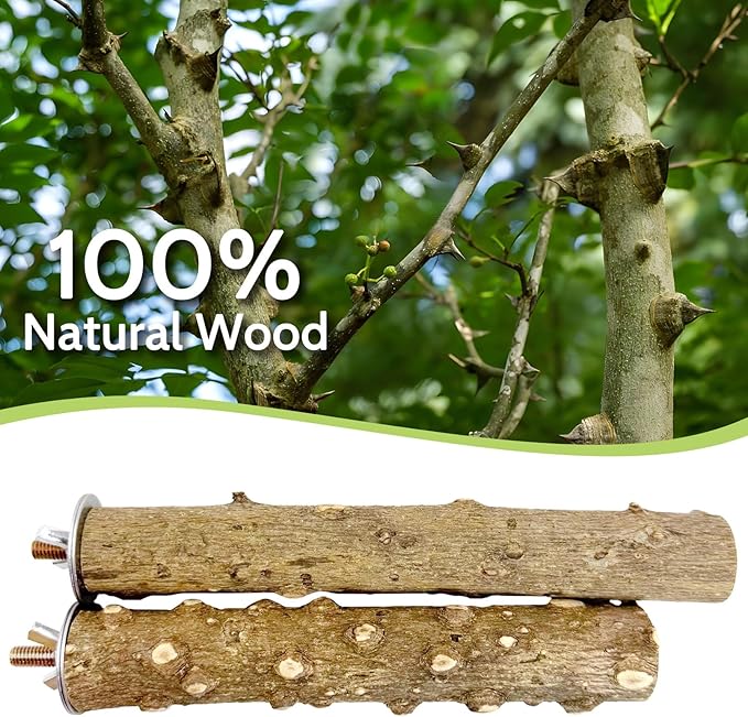 BNOSDM Natural Wood Bird Ladder Perch 6Pcs Parrot Stand Branches Climbing Chewing Stick Parakeet Swing Toys Cage Accessories Paw Grinding Fork Sets for Lovebirds Cockatiels Conure Budgies