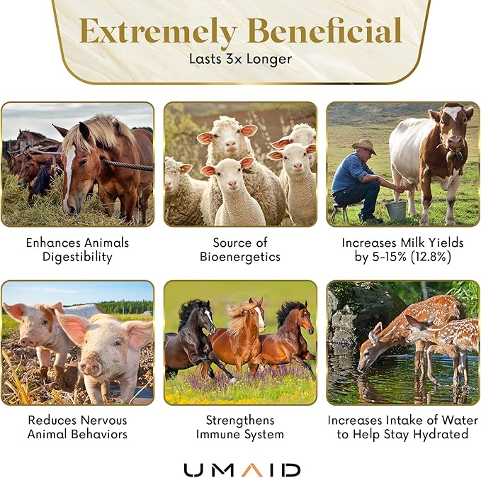 UMAID Himalayan Salt Lick 6 lbs On Rope for Horse, Deer, Goat, and Livestock Animals - Himalayan Salt Block 1 Pack