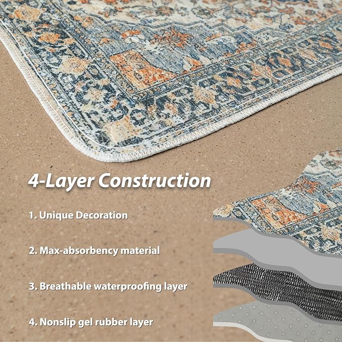 nunubaby Reusable Potty Pads for Dogs for Crates and Floors. Washable Pee Pads for Dogs, Stylish, Non-Slip and Leak-Proof Pee Pads. (Beige/Multi, 18" x24")