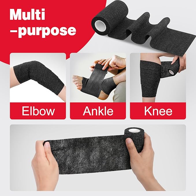 AZEN 9 Pack Self Adhesive Bandage Wrap, 4" X 5 Yards Elastic Cohesive Bandage Wrap, Color Athletic Tape, Tattoo Grip Tape Wrap, Vet Wrap, Ankle Tape