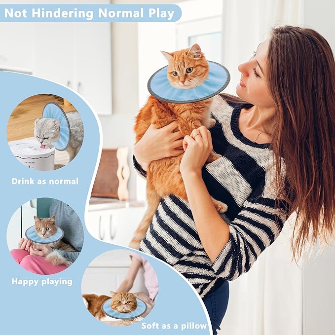 Lightweight Cat Cone Collar Soft, Soft Comfortable Cat Recovery Collar After Surgery, Elizabethan E Collar for Cats, Cone for Cats to Stop Licking (Baby Blue, Medium)