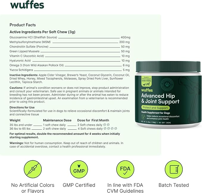 Wuffes Hip and Joint Supplement for and 23-in-1 Multivitamin Bundle for Dogs (Small & Medium Breed)