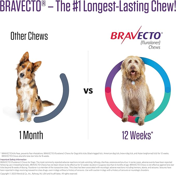 BRAVECTO Chew for Dogs, Flea & Tick, 1 Chew, 12 Week Supply, 9.9-22 lbs., Orange Box