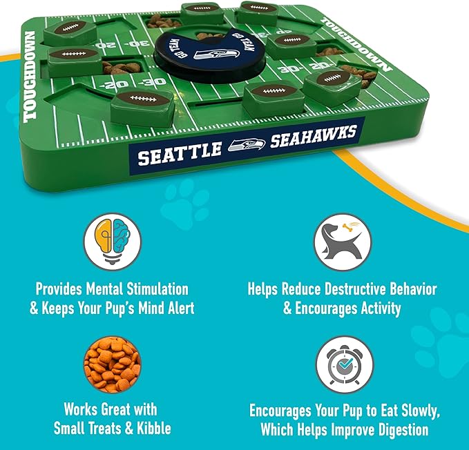 Pets First NFL Seattle Seahawks Large Puzzle Toy, Dog Puzzle Treat Toy, New Large Size, Interactive Dog Treat Toy, Dog Slow Feeding Toy