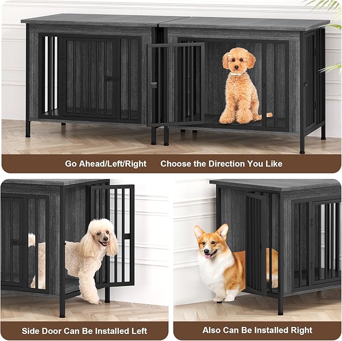 EasyCom 31.5" Small Dog Crate Furniture, Chew-Resistant Dog Crates for Small and Medium Dogs, Dog Kennel Furniture Indoor with 2 Doors and 3.94" Raised Feet, as TV Stand, End Table, Crate Table