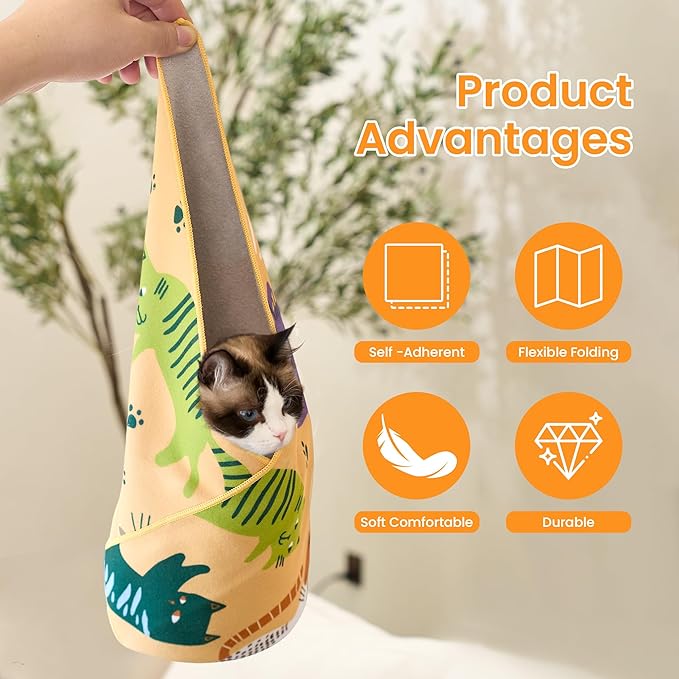 Cat Wrap for Cutting Nails,Cat Wrap for Grooming,Self-Adherent Soft Cat Blanket,Anti-Scratch Anti-Escape Multifunctional Cat Grooming Bag Pet Tool(27.6" X27.6",Within 23.57lbs)