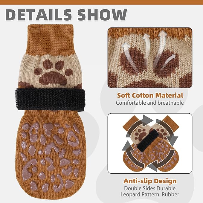 KOOLTAIL Dog Socks for Hot/Cold Pavement to Prevent Licking Paws Scratching,Anti Slip Pet Boots&Paw Protector for Hardwood Floors,Traction Control Grip Booties for Small Medium Large Senior Dogs S