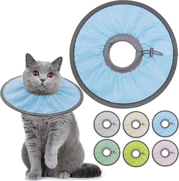 Lightweight Cat Cone Collar Soft, Soft Comfortable Cat Recovery Collar After Surgery, Elizabethan E Collar for Cats, Cone for Cats to Stop Licking (Baby Blue, Medium)