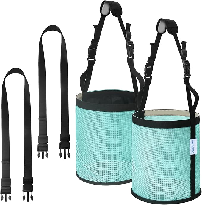 Horse Feed Bag 2 Pcs, Mesh Feed Bags for Horses, Muzzle Feedbag for Feeding Grain, Anti-Spill Design Feeder, Soft Neck Pad Nose Pad, Universal Fit (Mint, Pack of 2)