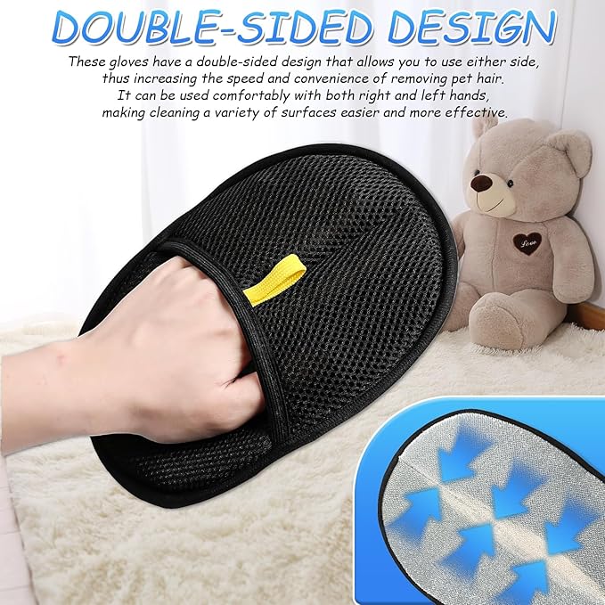 Pet Hair Removal Gloves, and Efficient Pet Hand Hair Removal Gloves, Reusable Pet Hair Removal Gloves. Suitable for Long-Haired and Short-Haired Cats and Horses