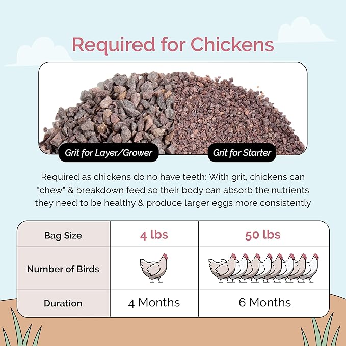 Chick Grit for Baby Chicks - Chickens Age 0-8 Weeks, 100% Natural Mineral Chick Grit Quartzite, Poultry Grit Digestive Aid, USA Mined, 4 lbs