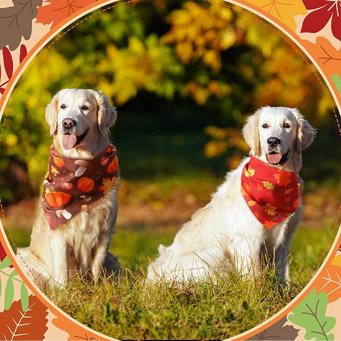 Chunful 100 Pieces Fall Dog Bandanas Bulk Autumn Pet Bandanas with Pumpkin Patterns Triangle Scarf Bib Kerchief Set for Small Large Dog Thanksgiving Costume Accessories (31.5 x 21.7 x 21.7)