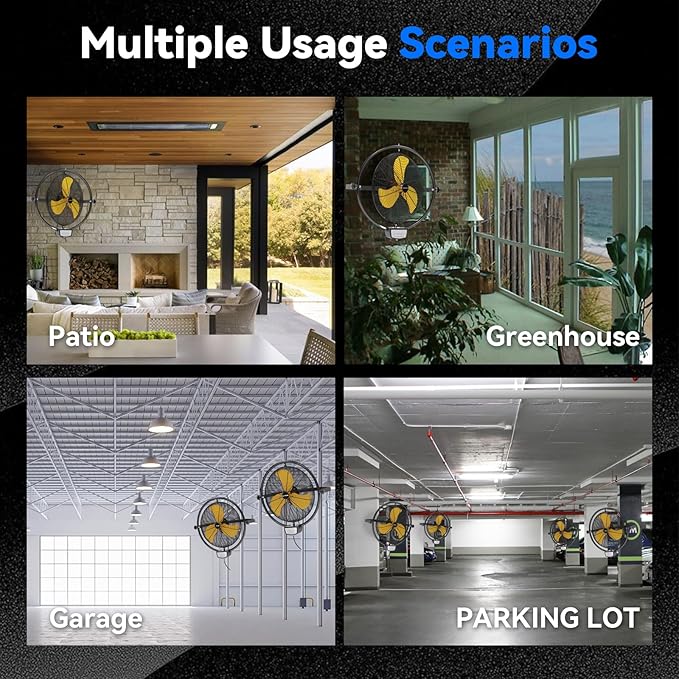 2 PCS 20 IN 5500 CFM Remote Control Wall Mount Fan, 3 Speed High Velocity Wall Fan with Timer, Air Circulator for Garage, Commercial, Greenhouse, Warehouse & Gazebo Use, UL Listed