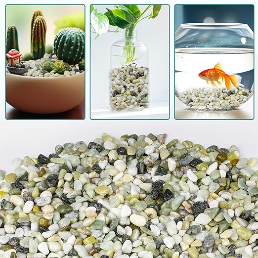 2.5 lbs Jade Pebbles for Indoor Plants, 3/8" Plant Rocks for Pots Indoor, Decorative Small Stones for Plants, Bamboo,Vase, Succulent, Highly Polished Small River Rocks