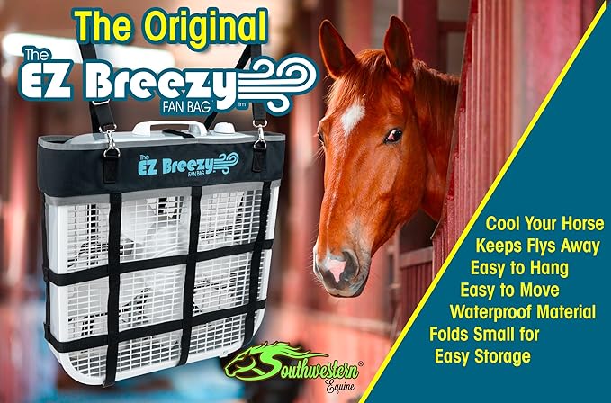 Southwestern Equine EZ Breezy Box Fan Holder, Horse Stall Classic Fan Bag, Stable Supplies, Horse Fan (Black)