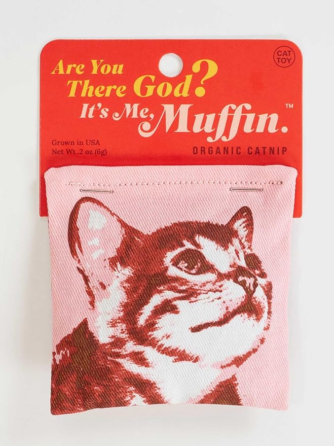 Blue Q Catnip Cat Toy, are You There God? It's Me, Muffin. Premium Organic Catnip Grown in The USA, 100% Cotton Pouches, Kitty Graphics Sure to Delight Every Cat-Keeper.
