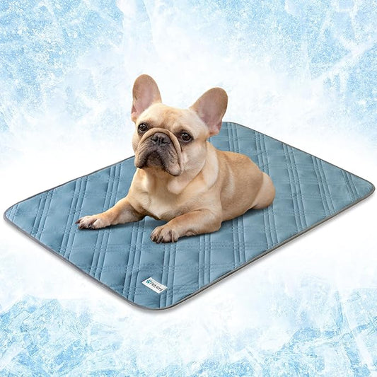 PetAmi Waterproof Cooling Mat for Dog, Premium Pet Cooling Blanket for Bed Crate, Anti Slip Indoor Dog Cool Pad for Sleeping, Q-MAX Small Medium Sofa Couch Cover Mat for Cat, Light Blue, 29x40