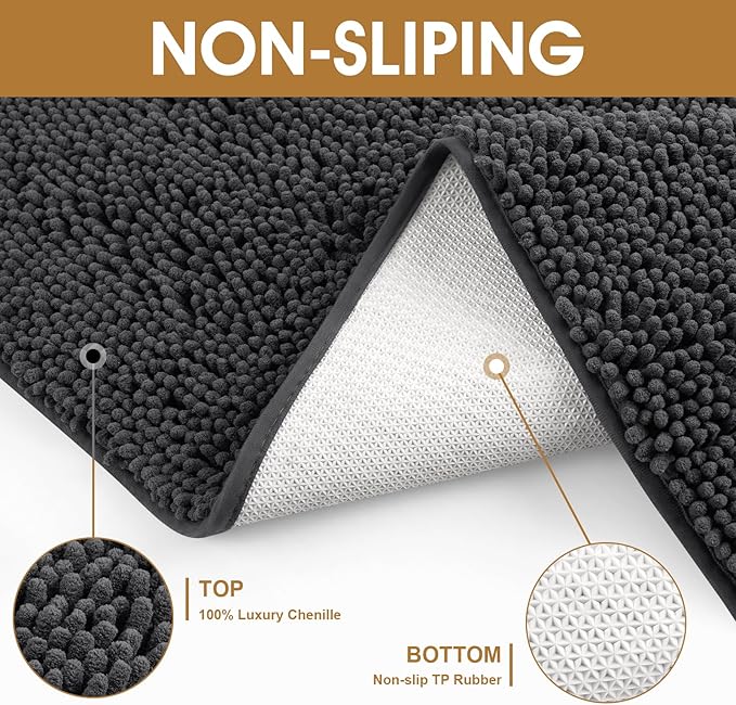 IM HOME Extra Large 60" x 36" Dark Grey Dog Door Mats for Muddy Paws, Chenille Absorbent Dog Mat, Non Slip Heavy Mud Mat for Dogs, Soft Pet Bed Mat for Entryway, Mud Paws, Inside Floor