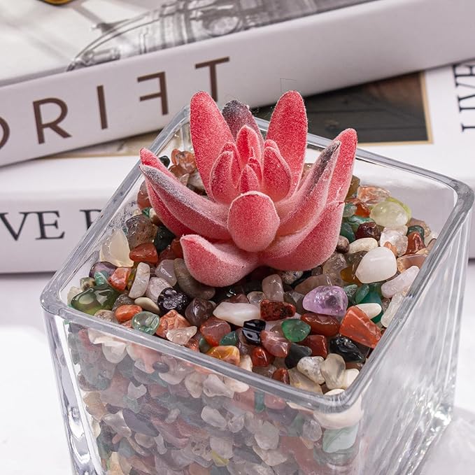 0.5 Lb/230g Chakra Crystal Chips Bulk Quartz Rocks, Natural Tumbled Healing Crystal Chips Crushed Stones Irregular Shaped for Aquarium, Vase Fillers, Succulent Plants Decor - 5-7mm