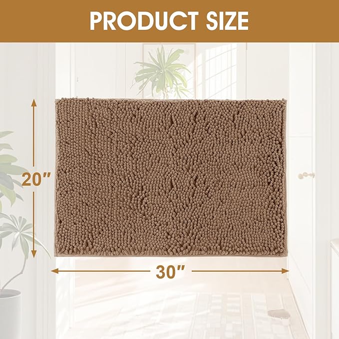 IM HOME 4 Pieces Muddy Door Mats for Dogs, Chenille Absorbent Pet Mats, Quick Dry, Trap Dirt Non Slip Heavy Indoor Doormat Soft Dog Bed Mat Front Inside Door Mat for Indoor Outdoor Entrance,Camel