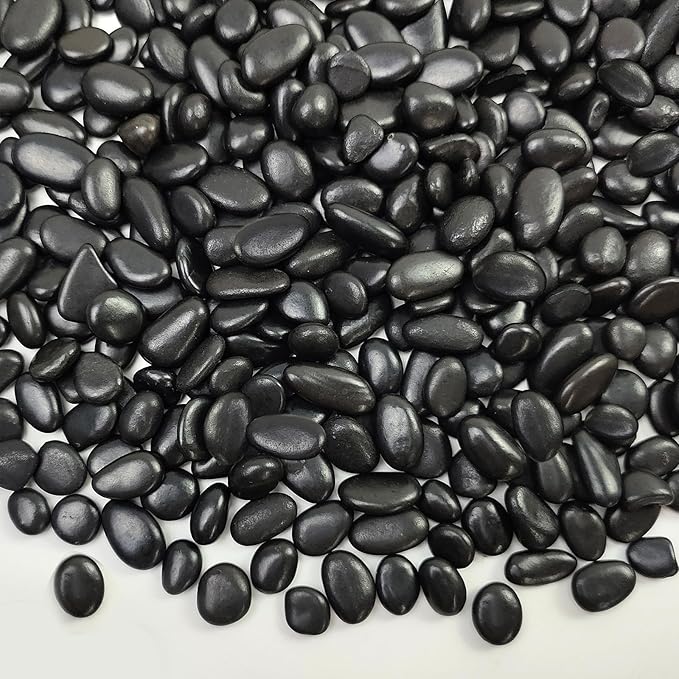 Black Pebbles - 3/8 inch Small Stones for Indoor Plants, Succulents, Aquariums & Landscaping